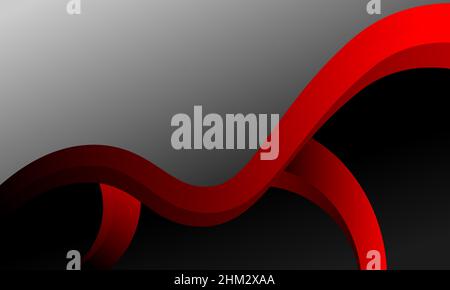 Abstract red line wave design wrapped in black and gray background Stock Vector