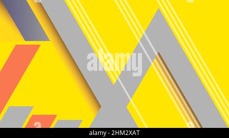 Yellow background with colorful straight line pattern abstract design Stock Vector