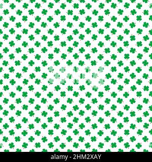Seamless pattern with clovers on white background in polka dot style Stock Vector