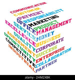 Abstract colored cube with business terms images Stock Vector
