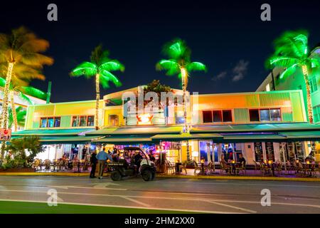 Miami Beach, FL, USA - February 2, 2022: Reopening of Mangos restaurant and night club on Ocean Drive Stock Photo