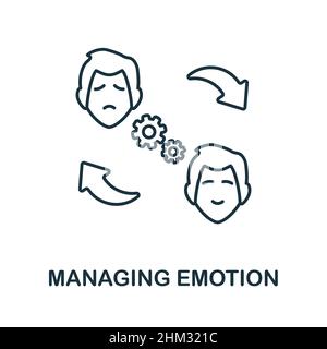 Managing Emotion icon. Line element from psychotherapy collection. Linear Managing Emotion icon sign for web design, infographics and more. Stock Vector
