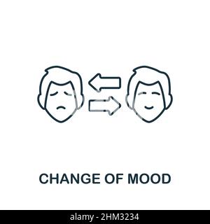 Change Of Mood icon. Line element from psychotherapy collection. Linear Change Of Mood icon sign for web design, infographics and more. Stock Vector