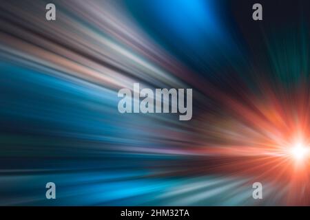 Night futuristic blur fast speed motion effect abstract for background. Stock Photo