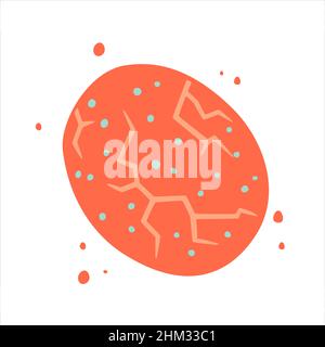 Red cracked dinosaur egg. Vector flat illustration Stock Vector