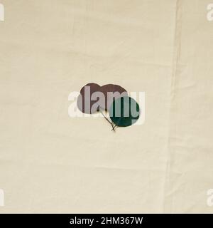 Dry leaf decor on beige fabric background. top view, copy space Stock Photo