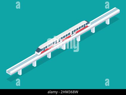 Isometric Modern High Speed Train. Vector Illustration
