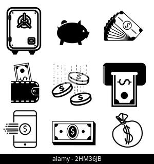 Abstract vector icons on white, illustrations isolated for graphic and web design. Simple flat symbol. Perfect black pictogram illustration on a white Stock Vector