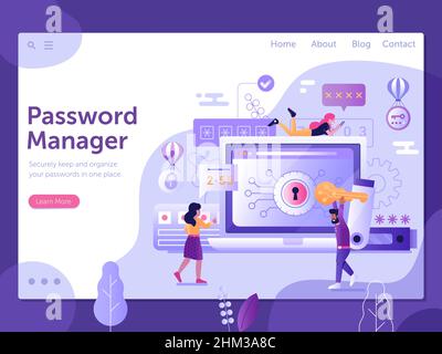 Password Storage and Data Encryption Web Banner Stock Vector