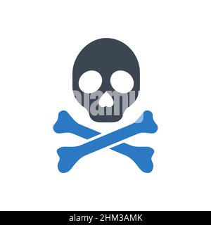 Skull and bones related vector glyph icon Stock Vector