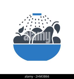 Wash fruits related vector glyph icon Stock Vector