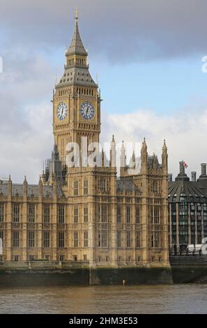 Big Ben, (St Stephen's Tower) following refurbishment, 2022. Part of the UK's Houses of Parliament, Westminster, London, UK Stock Photo