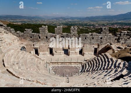 Golhisar, Burdur, Turkey - September 15 2019: Medusa mosaic in Kibyra odeon, Turkey Stock Photo