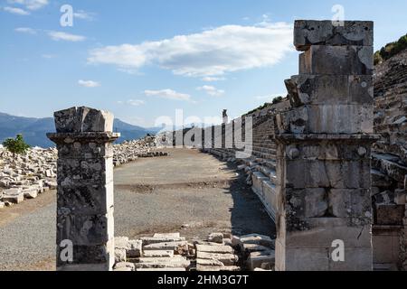 Golhisar, Burdur, Turkey - October 14 2011: Ancient stadium ruin in Kibyra ancient cities Stock Photo