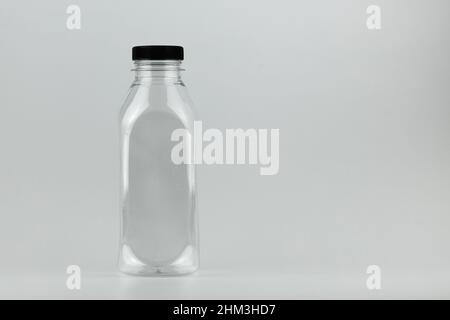 Unbranded plastic transparent bottle mockup copy space. Branding identity template for text and design Stock Photo