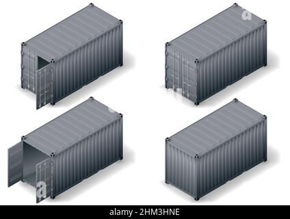 Isometric cargo container set 2 Stock Vector
