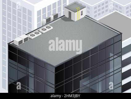 Isometric skyscraper roof Stock Vector
