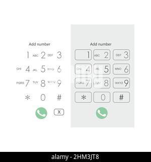 Keypad with numbers and letters for phone. User interface keypad for smartphone. Keyboard template in touchscreen device. Vector Stock Vector