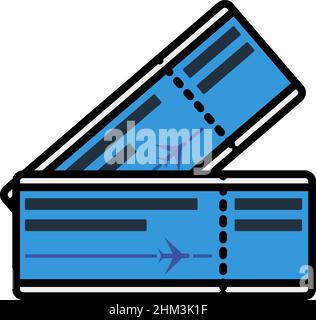 Icon Of Airplane Tickets. Editable Bold Outline With Color Fill Design. Vector Illustration. Stock Vector