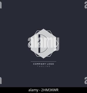 D logo design concept with background. Initial based creative minimal monogram icon letter. Modern luxury alphabet vector design. Stock Vector