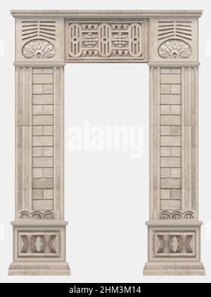 Vector preparation of the facade. Stone ancient arch in Egyptian style entrance Stock Vector