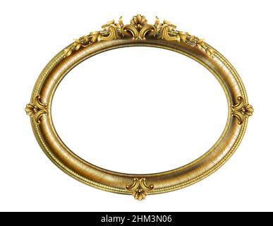 Golden oval classic rococo baroque frame. Vector graphics. Luxury frame for painting or postcard cover Stock Vector