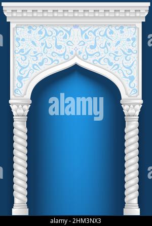 Fairytale Oriental, Indian or Arabian arch, background for cover, invitation cards. Vector graphics Stock Vector