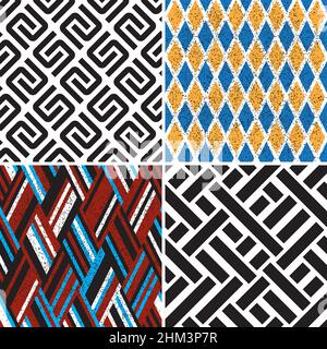 4 different vector patterns in the same package(eps). One pattern is paid and 3 are free (white dividing lines) Stock Vector