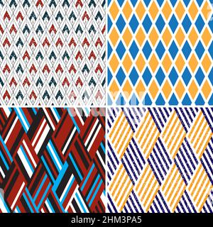 4 different vector patterns in the same package(eps). One pattern is paid and 3 are free (white dividing lines) Stock Vector