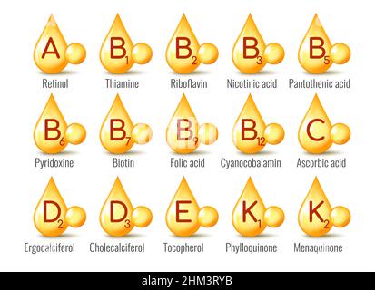 Gold vitamin drops Stock Vector