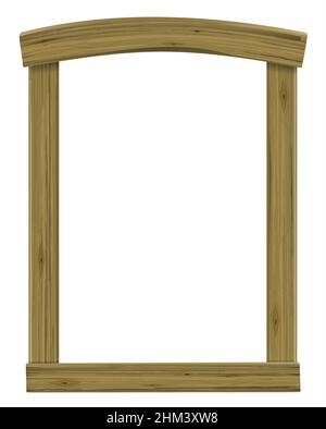Vector. Wooden antique arch window or door frame. Ancient decor. Texture or background Stock Vector