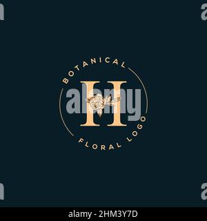 Initial H letter luxury beauty flourishes ornament monogram logo Stock Vector