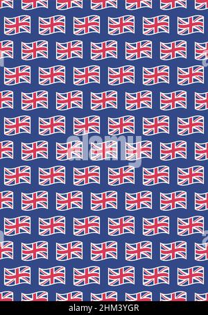 Union jack flag vector seamless pattern on blue background Stock Vector