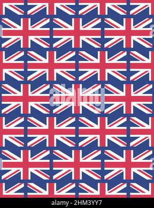Union jack flag vector seamless pattern on blue background Stock Vector