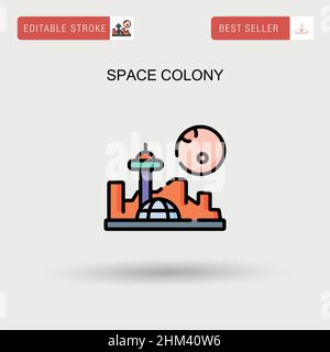 Space colony Simple vector icon. Stock Vector