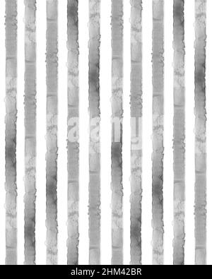 Gray stripes watercolor pattern, seamless pattern as grey hand drawn vertical paint wash lines in stylish art moderne, contemporary and scandinavian d Stock Photo