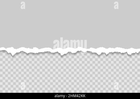 Gray torn paper edge template. Ripped horizontal strips with shadows. Border texture design. Vector illustration Stock Vector