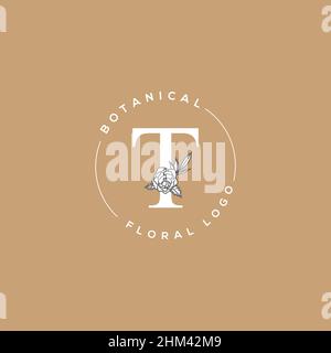 Initial T letter luxury beauty flourishes ornament monogram logo Stock Vector
