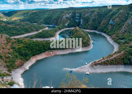 Uvac view special natural reserve under the Serbia state's protection and habitat of griffon vultures Stock Photo