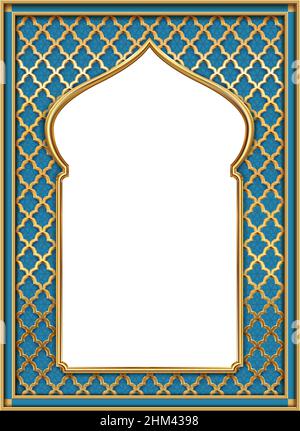 Vector arch. Cover for postcard, certificate, diploma. Golden vintage oriental arch frame Stock Vector