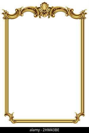 Golden classic rococo baroque frame. Vector graphics. Luxury frame for painting or postcard cover Stock Vector
