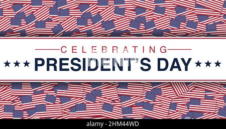 Celebrating Presidents Day Abstract Background with United States Flag Badges Stock Photo