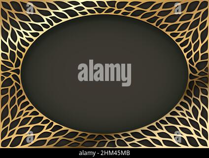 Vector frame . Cover for postcard, certificate, diploma. Golden vintage oriental oval frame Stock Vector