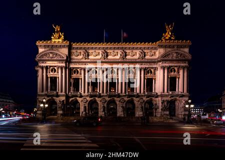 Paris, France - January 9, 2022: Wonderful Opera Garnier in Paris. It is a national theatre with the vocation of being an academy of music, choreograp Stock Photo