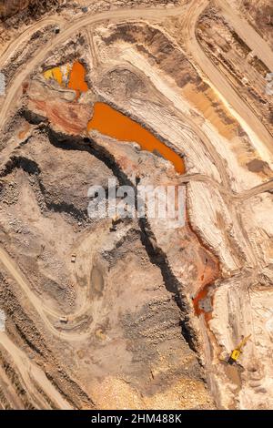 Granite quarry shot from above. View from air on granite excavation Stock Photo