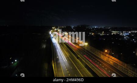 Highway A15 in the dark Stock Photo