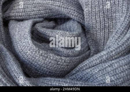 Dark heather grey wool and cachemire folded scarf Stock Photo