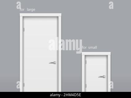 Vector illustration. Two doors on the wall .Large and small. The concept of interior Stock Vector