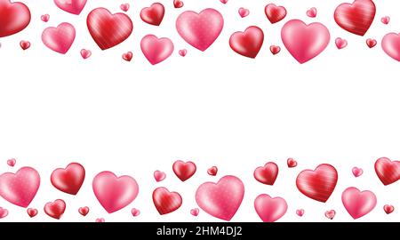 Red and pink hearts background vector illustration. Hearts isolated on white background. Stock Vector