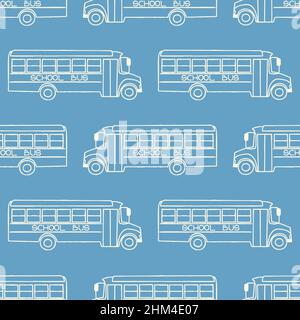 Seamless pattern with school busses, back to school pattern Stock Vector